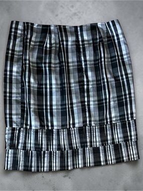 Ashley Stewart Black and White Plaid Mini Skirt